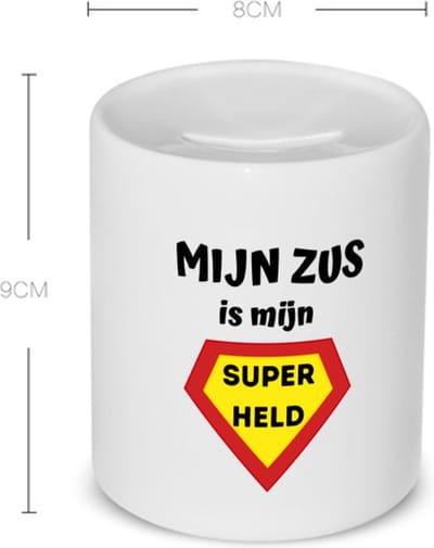 Akyol - mijn zus is mijn superheld Spaarpot - Zus - super zus - verjaardag - cadeautje voor zus - zus artikelen - kado - geschenk - 350 ML inhoud