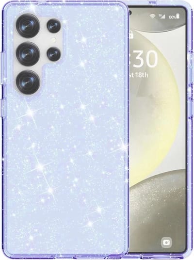 Casemania Hoesje Geschikt voor Samsung Galaxy S25 Ultra - Blauw - Glitter Back Cover