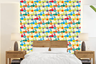 Behang - Fotobehang Patronen - Trekker - Kleuren - Jongetje - Jongens - Kinderen - Kids - Breedte 220 cm x hoogte 240 cm