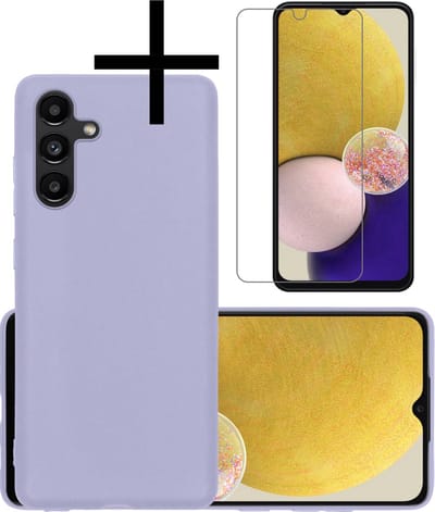 Hoesje - Met Screenprotector - Geschikt voor Samsung Galaxy A13 5G - Sterk & Shockproof - Back Cover - Siliconen Case - Telefoon Hoes - Lila