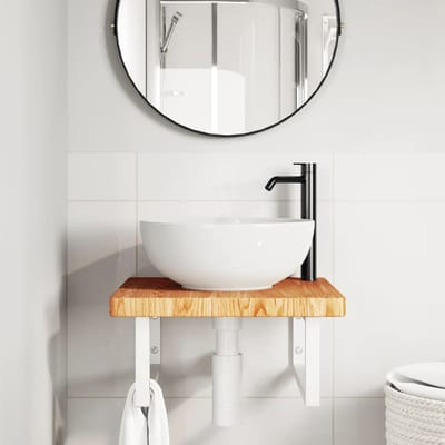vidaXL - Badkamer - wandschap - staal - en - massief - eikenhout