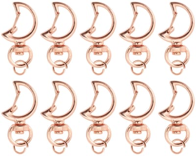 Dailygoods- Sleutelhanger 10 Stuks - Maanvormige Sleutelhanger - Karabijnhaak met Schroefsluiting - Lichtgewicht en Roestbestendig - 360° Draaibare Basis - Sleutelring