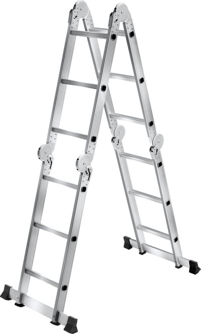 tectake® 6-in-1 Multifunctionele Aluminium Ladder - 352 cm - Antislip - 12 Treden - Aanlegladder - Sta-Ladder - Werkplatform - Steiger - Overhangladder - Trapladder - Inschuifbaar