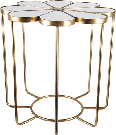Clayre & Eef Bijzettafel Ø 62x61 cm Goudkleurig Metaal Glas