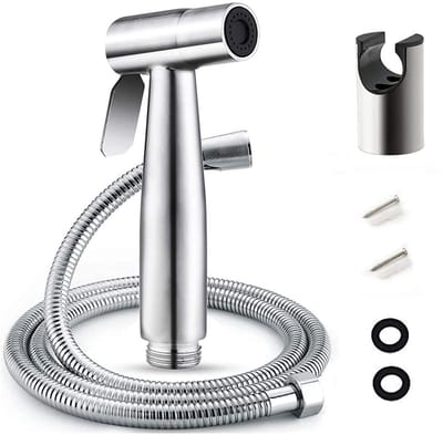 Dailygoods- Bidet-set met handdouche - Wandhouder - Roestvrij staal - Afdichtingen - ½ inch aansluiting - Multifunctioneel voor toilet/badkamer
