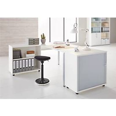 Schäfer Shop Select Dwarsrolluikkast, hout, 2 legplanken, B 800 mm x D 421 x H 750 mm, wit, wit.