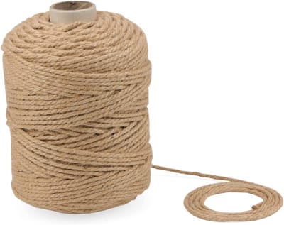 Natuurlijke Jute Touw 150m x 4mm, Dikke Gevlochten Hemp Touw voor Krabpaal, Tuin en Luggage Gebruik