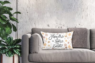 Sierkussens - Kussentjes Woonkamer - 50x30 cm - Spreuken - Quotes - Are not flowers the stars of the earth?
