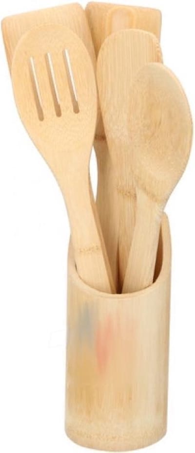 Tom Spatel - En Lepelset Bamboe - 5-delig Blank - keukengerei - bamboe spatel - spatelset - bamboe lepel - lepel set