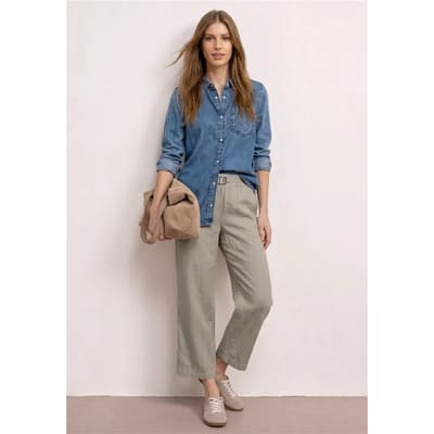7/8 Wide Legs broek in een Loose Fit van linnen