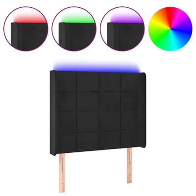 vidaXL - Hoofdbord - LED - 83x16x118/128 - cm - fluweel - zwart