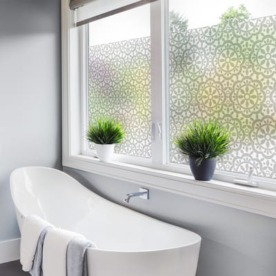 Privacy raamfolie - GRIJZE ROZETTEN - Stickers voor ramen en douchedeuren - 40x100cm