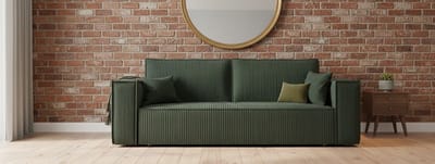 Velvet Comfort 3-zits Slaapbank Groen – House&Garden – Moderne Ribfluweel Sofa met Slaapfunctie en Opbergruimte – Uitklapbare 3-zitsbank voor Woonkamer – 200x155 cm Ligoppervlak
