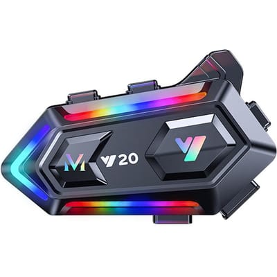 Motorhelm Headset BT5.3 Ruisonderdrukking Kleurrijke Lichten Koptelefoon IPX6 Waterdicht Ondersteuning