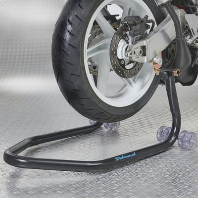 Datona® Xtreme Paddockstand Achterwiel – Extreem Robuust Motorstandaard – Draagvermogen 350 kg – Instelbare Breedte 28-36 cm – Inclusief V-vormige Adapters