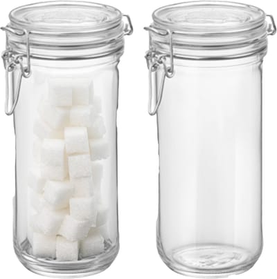 Bormiolo Rocco Set van 2 weckpotten - glas - transparant - 1 L