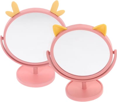 Tafelspiegel Set - Make-up Spiegel - Gedetailleerd Op Maken - Draaibare Basis - 22x15cm - Roze