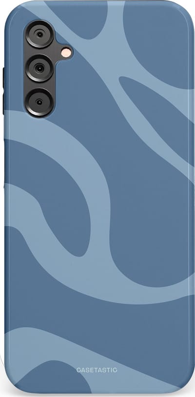 Casetastic hoesje geschikt voor Samsung Galaxy A14 (2023) 5G / Samsung Galaxy A14 (2023) 4G - Dubbellaagse bescherming - Blauwe Water Golven - Fashion Case - Grijs Lichtblauw