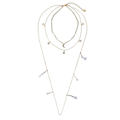Ketting - Ster, maan, Galaxy - Meerdere laagjes - Goudkleurig
