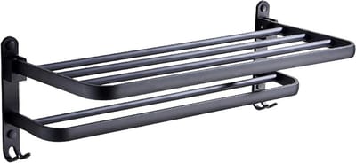 QUVIO Handdoekrek / Wandrek / Handdoekrek keuken / Handdoekenrek badkamer / Handdoekenrek / handdoekrek / Handdoekrek badkamer / handdoekhaakjes / Handdoekhouder / Wandplank - Staal - 21,5 x 60 x 19,5 cm (lxbxh)