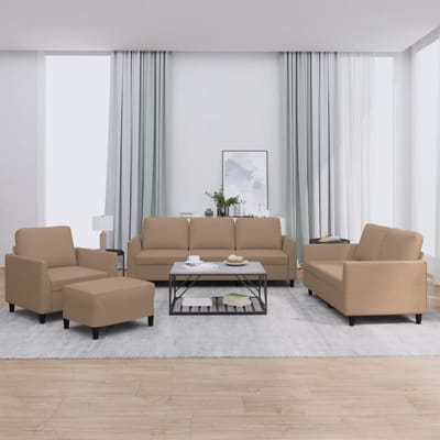 vidaXL - 4-delige - Loungeset - met - kussens - kunstleer - cappuccino