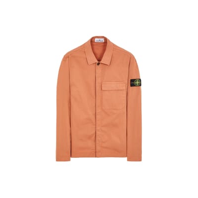 Stone Island 10710 Supima Katoen Twill Stretch-Tc Knopenlongmouw Shirt Heren shirts Roest-Rood 801510710-V0013 L brown