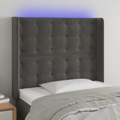 vidaXL - Hoofdbord - LED - 103x16x118/128 - cm - fluweel - donkergrijs