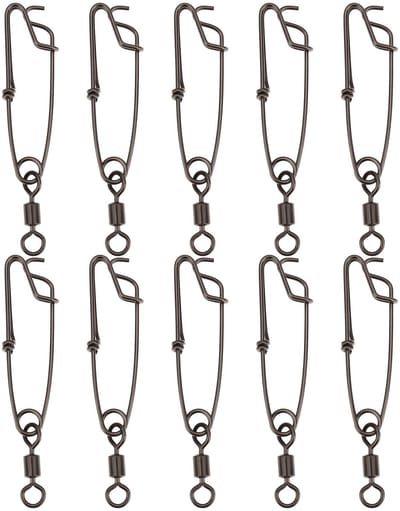 Dailygoods- Vissnoer 10PCS - Heavy Duty - Zoutwatervissen - Haaien/Tonijn - Snaps - Roestvrij staal - Max. treksterkte 128 kg - Visclips