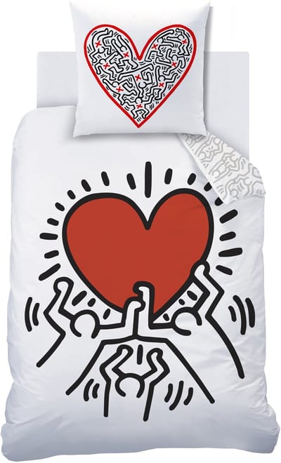 Keith Haring Dekbedovertrek Red Love - 140 x 200 + 63 x 63 cm - Katoen