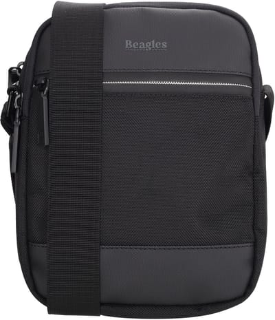 Beagles Leon Schoudertas - Dames Heren - Voorvakken - Achtervak - Antidiefstal Haakje - Compacte Tas - Reizen - Crossbody - Zwart