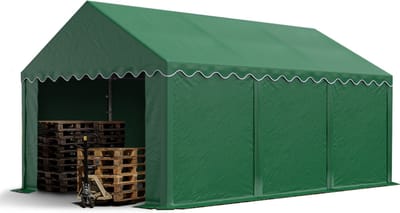 Opslagtent 4x6 m beschutting met PVC zeil 700 N waterdicht donkergroen