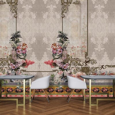Fotobehang orientalgarde1 DD121836 Livingwalls Walls by Patel 3 Kleurrijk Grijs Vlies 270 x 400 cm (4 delen) 3D Fotobehang