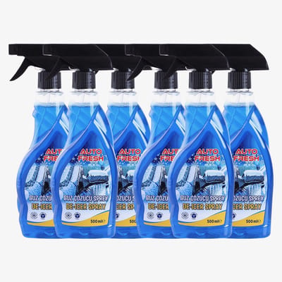 AutoFresh Ruitontdooier Spray Auto 500ml - 6x 500 ML - Krachtige Ijsverwijderaar tot -40°C - Snelwerkende Anti-Vries voor Autoruiten - Voorkomt Herbevriezing - Veilig voor Lak & Rubber - Winter Essential