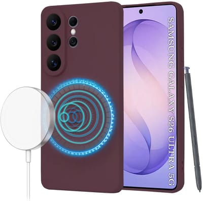 Hoesje geschikt voor Samsung Galaxy S26 Ultra - Techsuit Soft Flex Silicone Back Cover - Geschikt voor MagSafe - Plum Red
