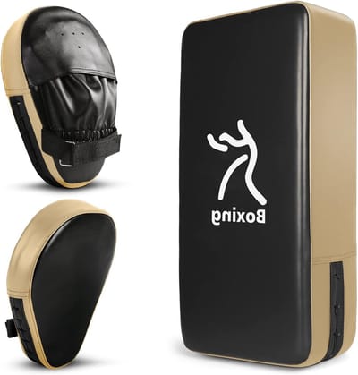 Complete Set met Bokshandschoenen en Focus Pads voor Kickboksen, Karate en Muay Thai - Ideaal voor Bokstraining in Rood, Goud en Blauw