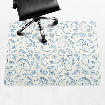Wallfluent - Vloerbeschermer Citroen Retro Patroon - 120x90 cm - Blauw Bureaustoel Vloerbeschermer - Rechthoekig - Vloerbeschermer Vinyl-Stoel Mat-Werkplekdecoraties - Boho-patroon