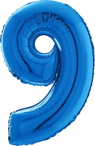 Ballon en Aluminium Chiffre 9 Bleu, 66 Cm Grabo