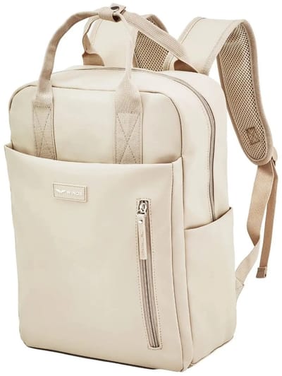 HomeGoodies - Laptoptas 15,6 inch - Rugzak - Laptop rugzak - Rugtas - Waterdicht - Lichtgewicht - Beige - Verborgen kofferriem