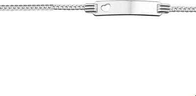 The Jewelry Collection Graveerarmband - Hart Gourmet Plaat 4,8 mm 11 - 13cm - Zilver