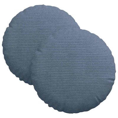 vidaXL Zitkussens 2 st Katoen Stof Blauw Ø30 x 13 cm