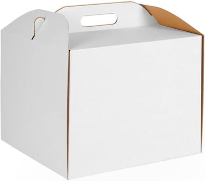 Taarttransportbox - Taartdoos Cakebox - Taarten Vervoeren - Met Handvat - 26x26x25 cm - Wit