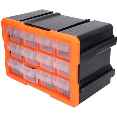 Boîte à Pièces à Tiroirs 12 Tiroirs PVC Rangement Quincaillerie Organisateur Empilable Boîte de Rangement d'Outils
