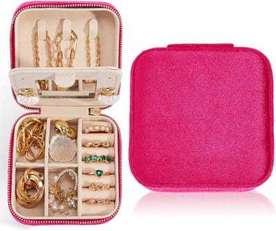 Reisorganizer voor Sieraden met Spiegel, Mini Etui voor Ringen, Oorbellen, Kettingen en Armbanden - Valtuig Organizer voor Vrouwen en Meisjes