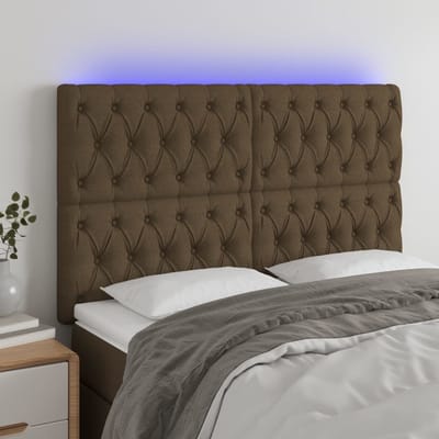 vidaXL - Hoofdbord - LED - 144x7x118/128 - cm - stof - donkerbruin