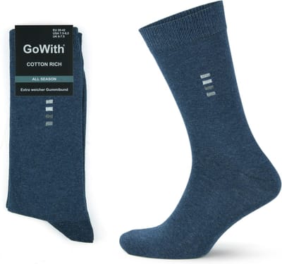 GoWith - katoen sokken - 5 paar - sokken heren - kleur blauw - maat 39-42