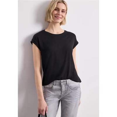Shirt met boothals en decoratieve tape