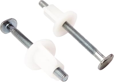 Toiletbril bevestiging - WC bril schroeven - Badkamer reparatie - Verzinkt staal met moeren - 75 mm lengte - Grijs