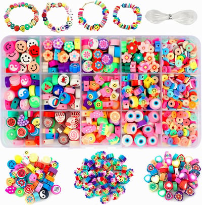Famanu – Fruit kleikralen set 990 stuks – Polymeerklei DIY kralen met elastische kabel – Voor armbanden en telefoonkralen