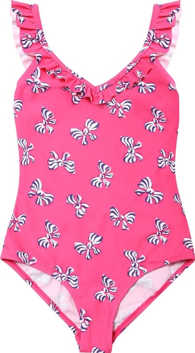 Badpak met ruches fuchsia roze 116-122