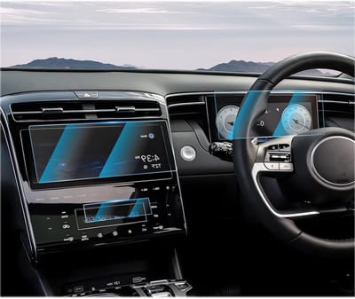 Compatible met Hyundai Tucson NX4 2021-2024, 10.25 Inch Navigatie en Digitale Cockpit, Tempered Glass Screen Protector en Accessoires Set van 3 voor Optimale Bescherming en Functionaliteit